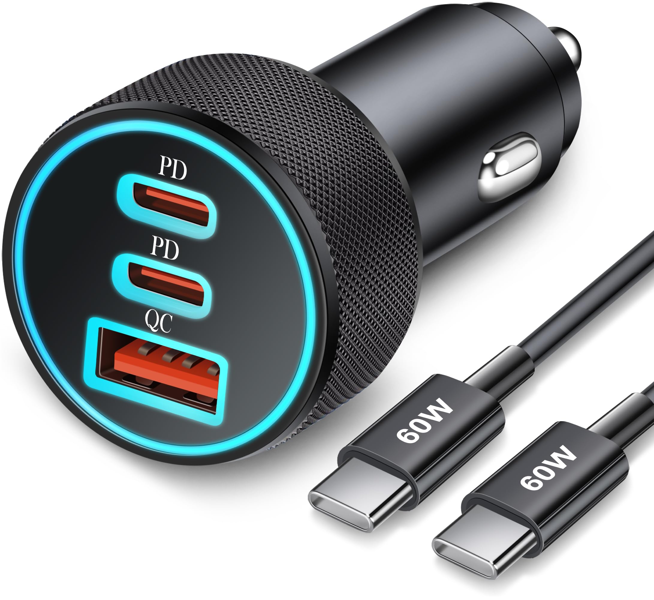 67W 3-Port Super Fast USB-C Car Charger with PD and QC for Samsung, iPhone, and More thumbnail 4