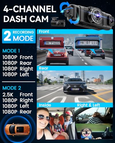 IIWEY N5 4 Channel 360° Dash Cam with 1080P Front, Rear, Side, and Interior Cameras thumbnail 2