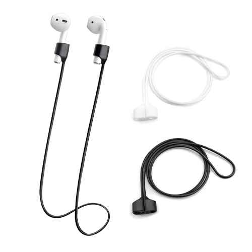 BlingKingdom Magnetic Anti-Lost Silicone Earbud Straps - 2 Pack (Black & White) thumbnail 2