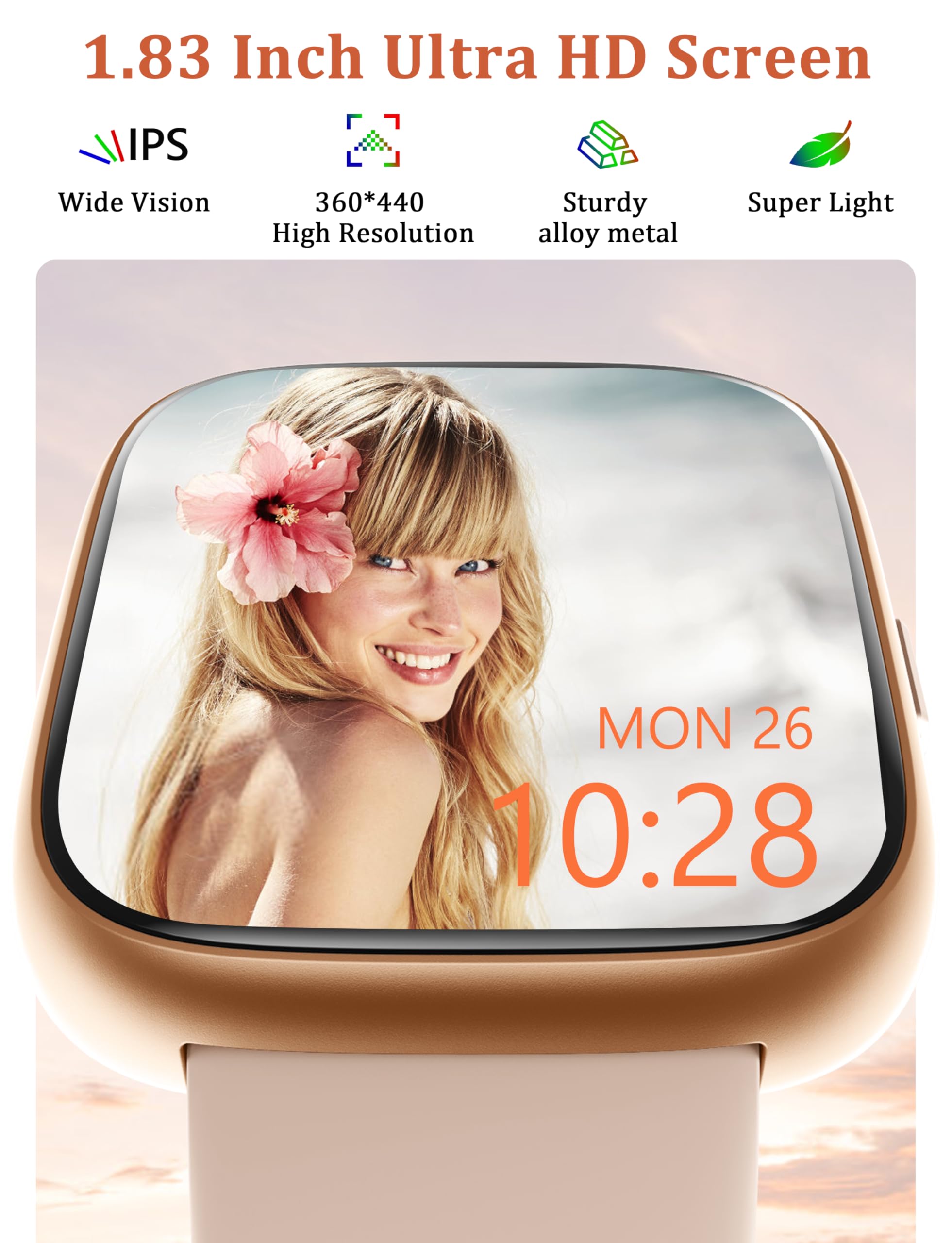 LODIMEKE Smart Watch with Alexa, 44mm, 1.83" HD Display, Health & Sports Tracking, IP68 Waterproof thumbnail 4