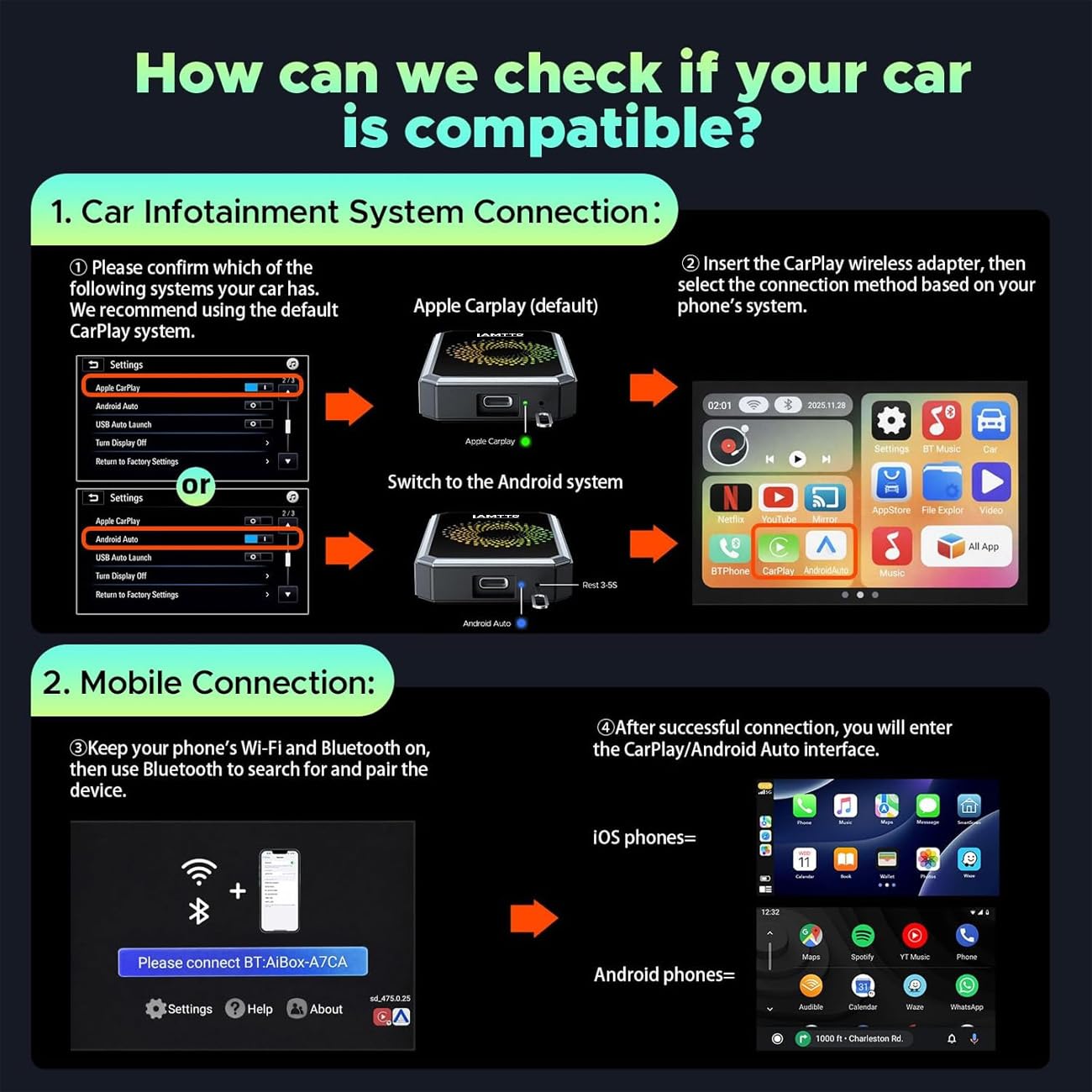 LAMTTO 3-in-1 Magic Video Box: Wireless CarPlay Adapter with Streaming and USB Drive Support thumbnail 4