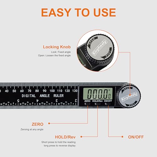Kirphealy Digital Angle Finder Protractor - 7 Inch Professional Angle Gauge thumbnail 3