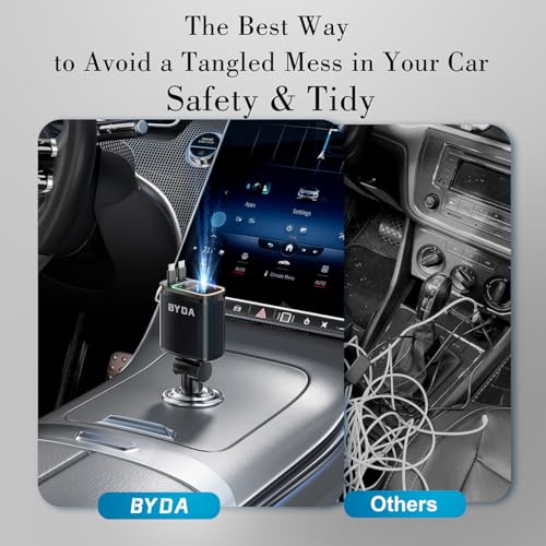 4 in 1 Retractable 69W USB-C Fast Car Charger with Starry Light thumbnail 2