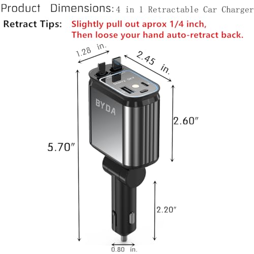 4 in 1 Retractable 69W USB-C Fast Car Charger with Starry Light image 1