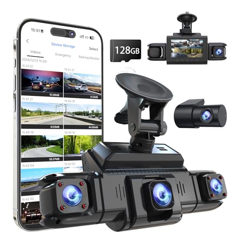 360 View 4-Channel Dash Cam with GPS, 5G WiFi, Night Vision, and 128GB Card thumbnail 3