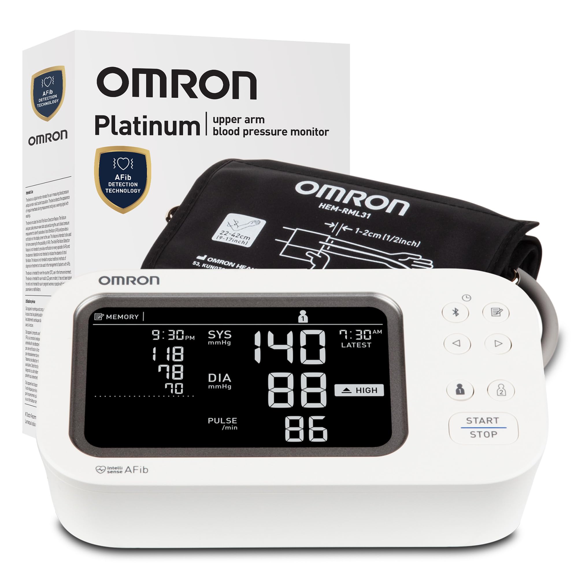 OMRON Platinum Upper Arm Blood Pressure Monitor with AFib Detection and Bluetooth Connectivity thumbnail 2