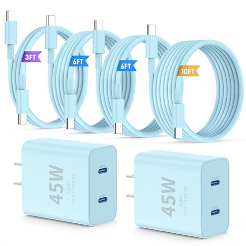 QZIIW 45W Dual Port USB-C Fast Charger with Extra Long 60W USB-C Cables (2-Pack) thumbnail 2