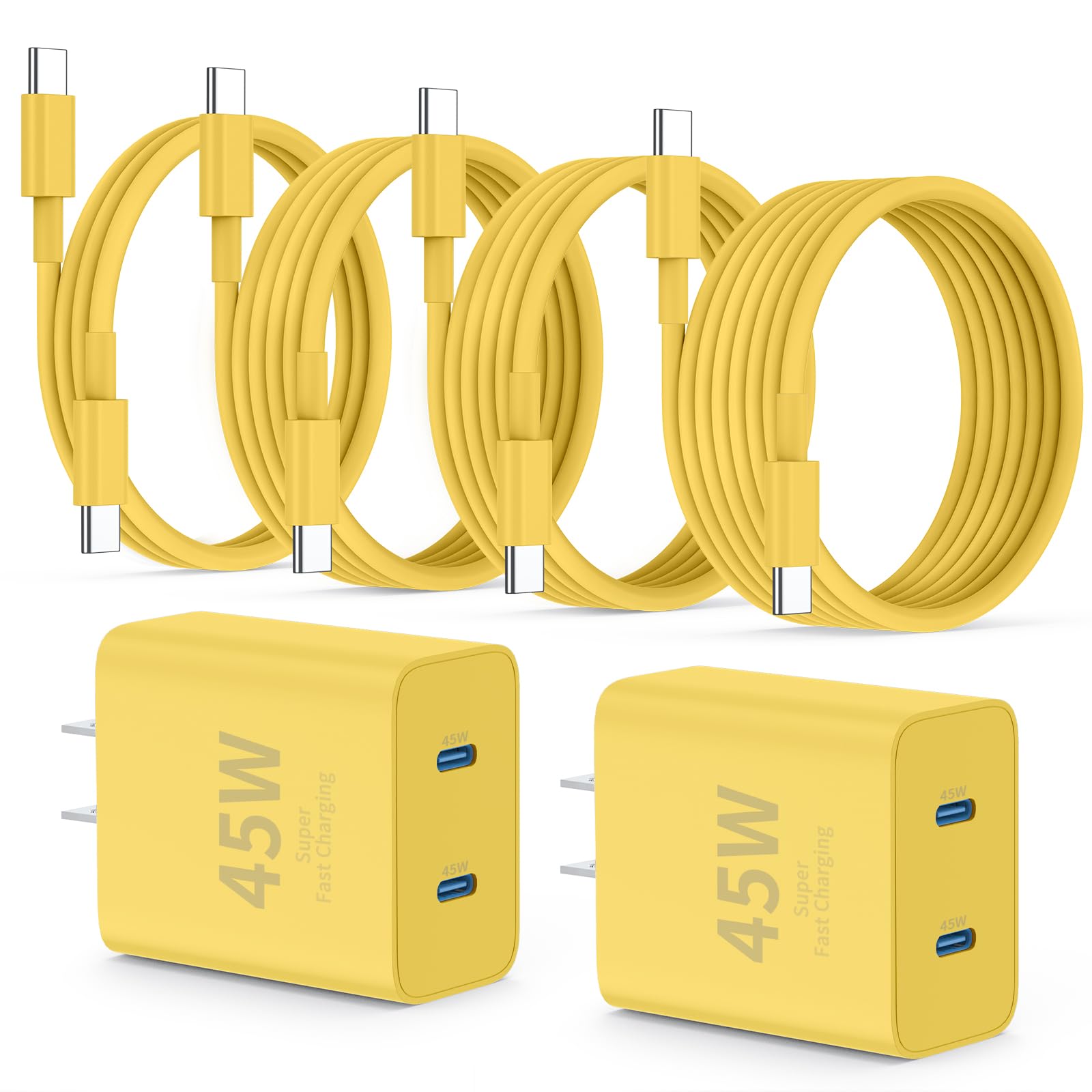QZIIW 45W Dual Port USB-C Fast Charger with Extra Long 60W USB-C Cables (2-Pack) thumbnail 4