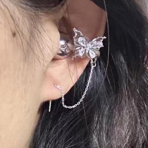 Bow Rhinestone Clip-On Earbud Decoration - Butterfly Tassel Style thumbnail 3