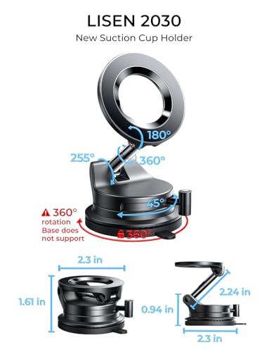 LISEN MagSafe Car Mount - Magnetic Phone Holder with Vacuum Suction for iPhone 12 to 17 Pro Max thumbnail 3