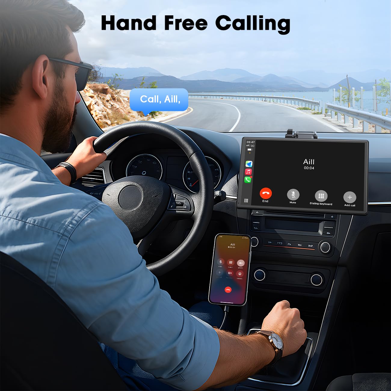 Topexplore 9-Inch Wireless CarPlay & Android Auto Portable Touchscreen thumbnail 4