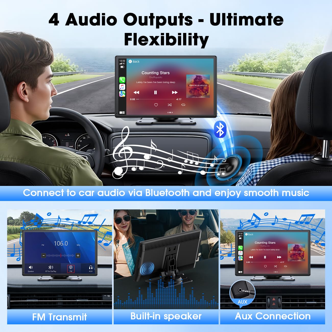 Topexplore 9-Inch Wireless CarPlay & Android Auto Portable Touchscreen image 1