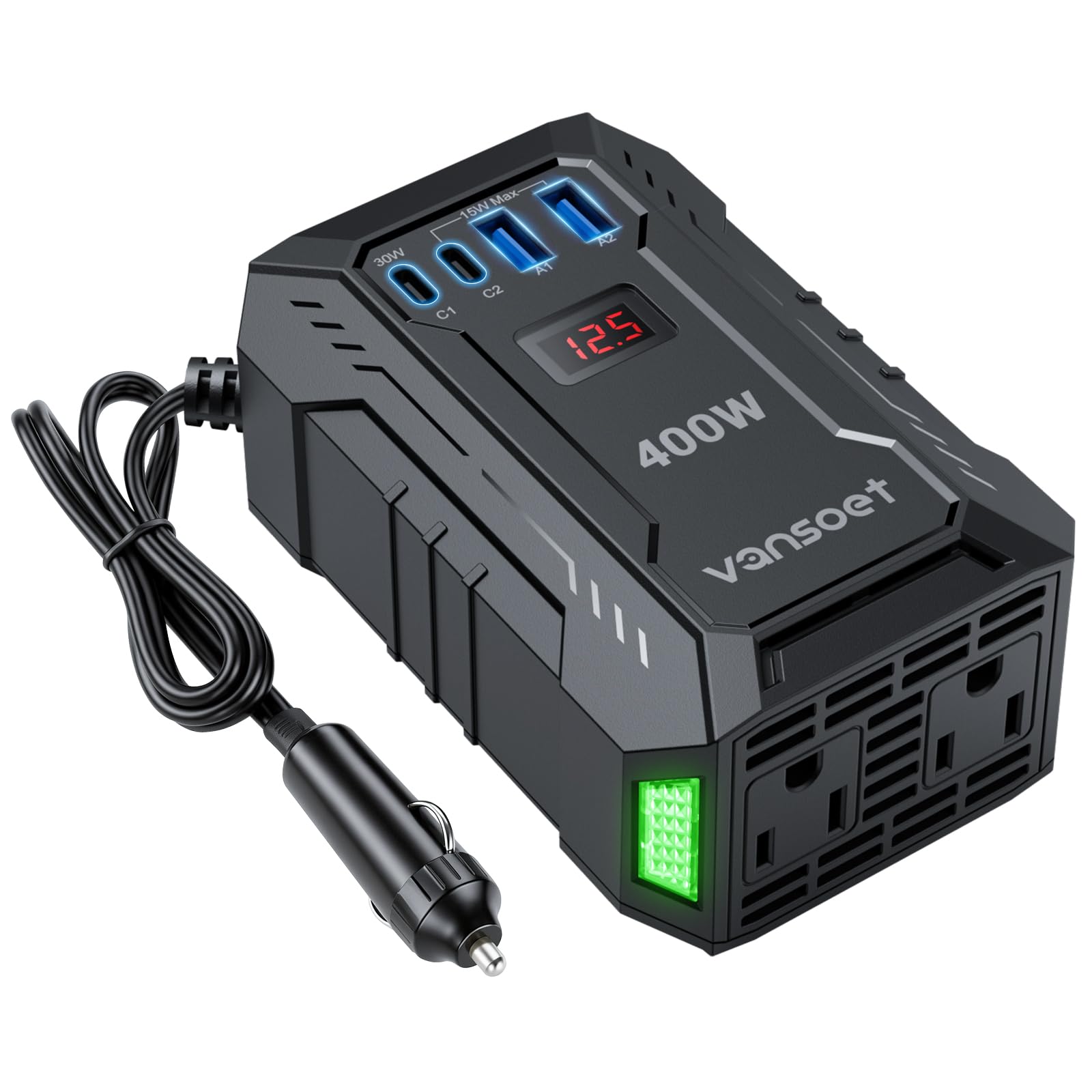 Vansoet 400W Car Power Inverter with Multiple USB Ports and Dual AC Outlets thumbnail 4