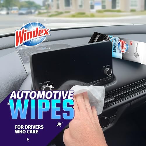 Windex Auto Wipes for Car Windows, Mirrors, and Screens - 25 Pre-Moistened Wipes thumbnail 3