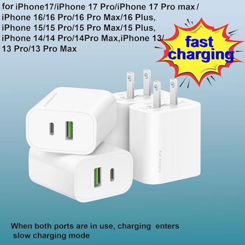 4 Pack 20W USB-C & USB-A Dual Port Chargers for iPhone and More thumbnail 2
