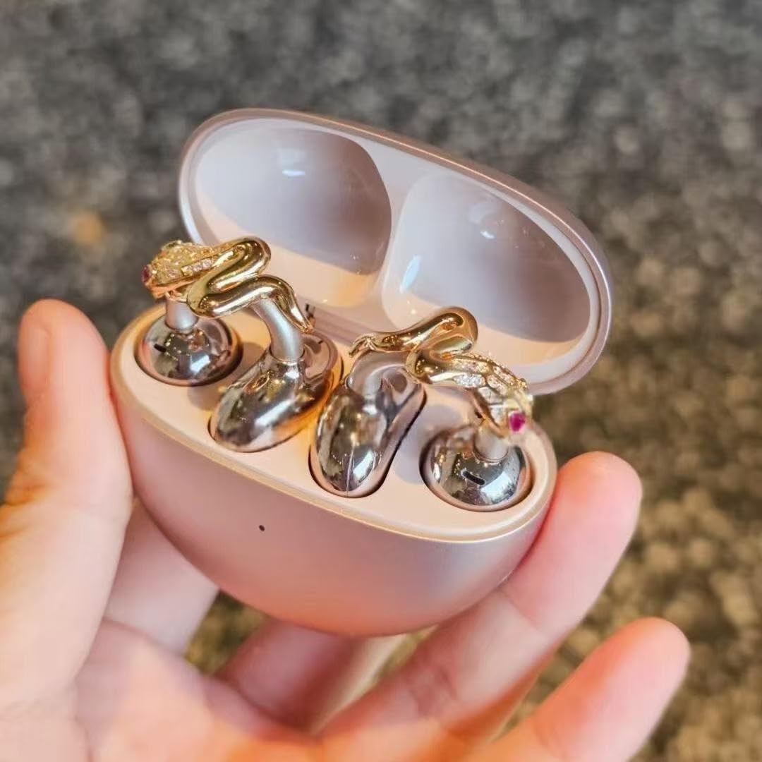 Golden Snake Rhinestone Clip-On Decoration for Open Ear Earbuds thumbnail 3