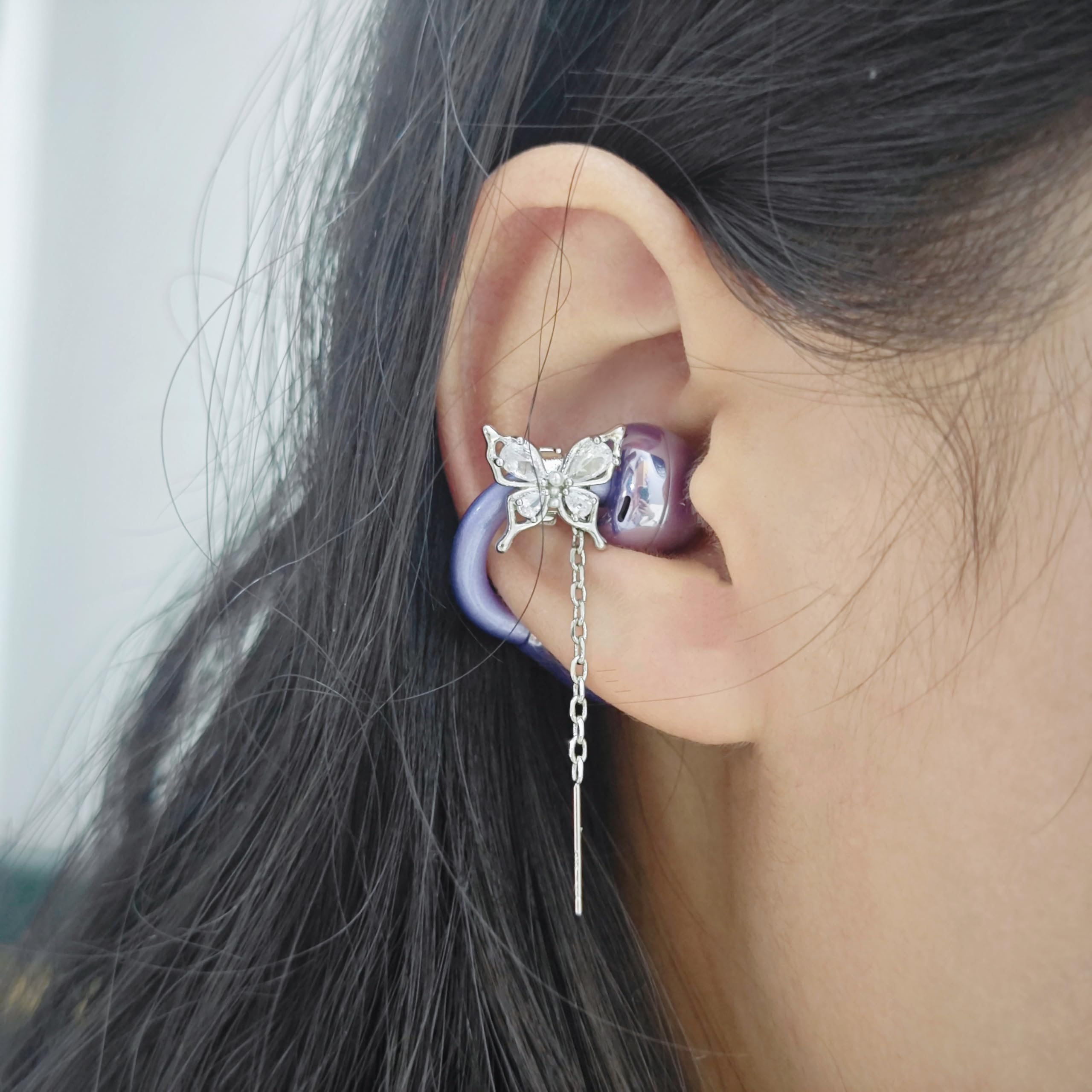 Butterfly Rhinestone Clip-On Decorations for Open-Ear Earbuds