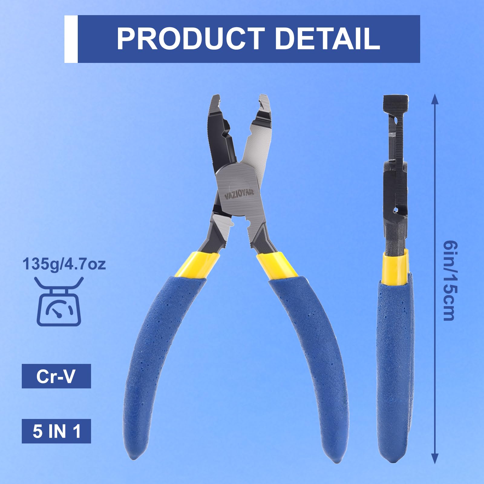 VAZIOYAR Multi-Function Screw Extractor Pliers – Durable Tool for Removing Stripped and Rusted Screws thumbnail 3