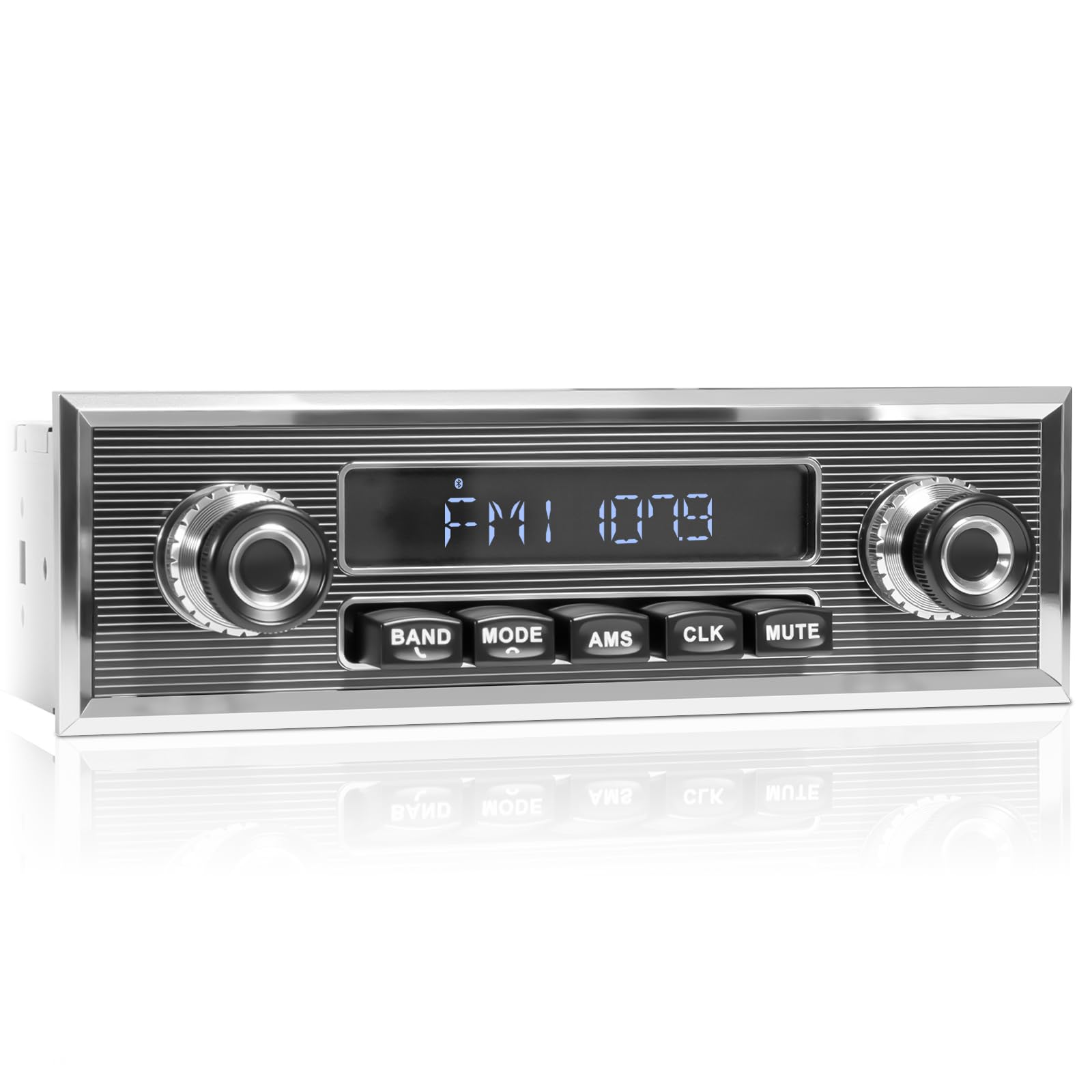 Bluetooth Retro Radio for Classic Vehicles - Single Din Vintage Car Stereo with AM/FM, USB, AUX, and Subwoofer Output thumbnail 3