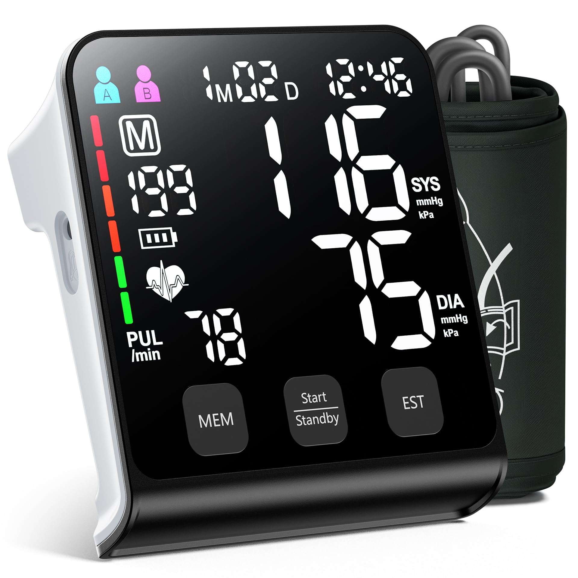 WAMELPRI FDA-Cleared Blood Pressure Monitor with Adjustable Cuff and Dual User Memory image 1