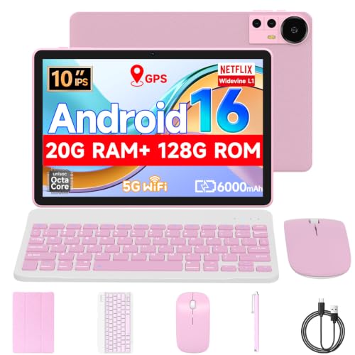 Nyxolaria 10.1-Inch Android 16 Tablet with Keyboard, Mouse, Stylus, and Protective Case (Pink) image 1