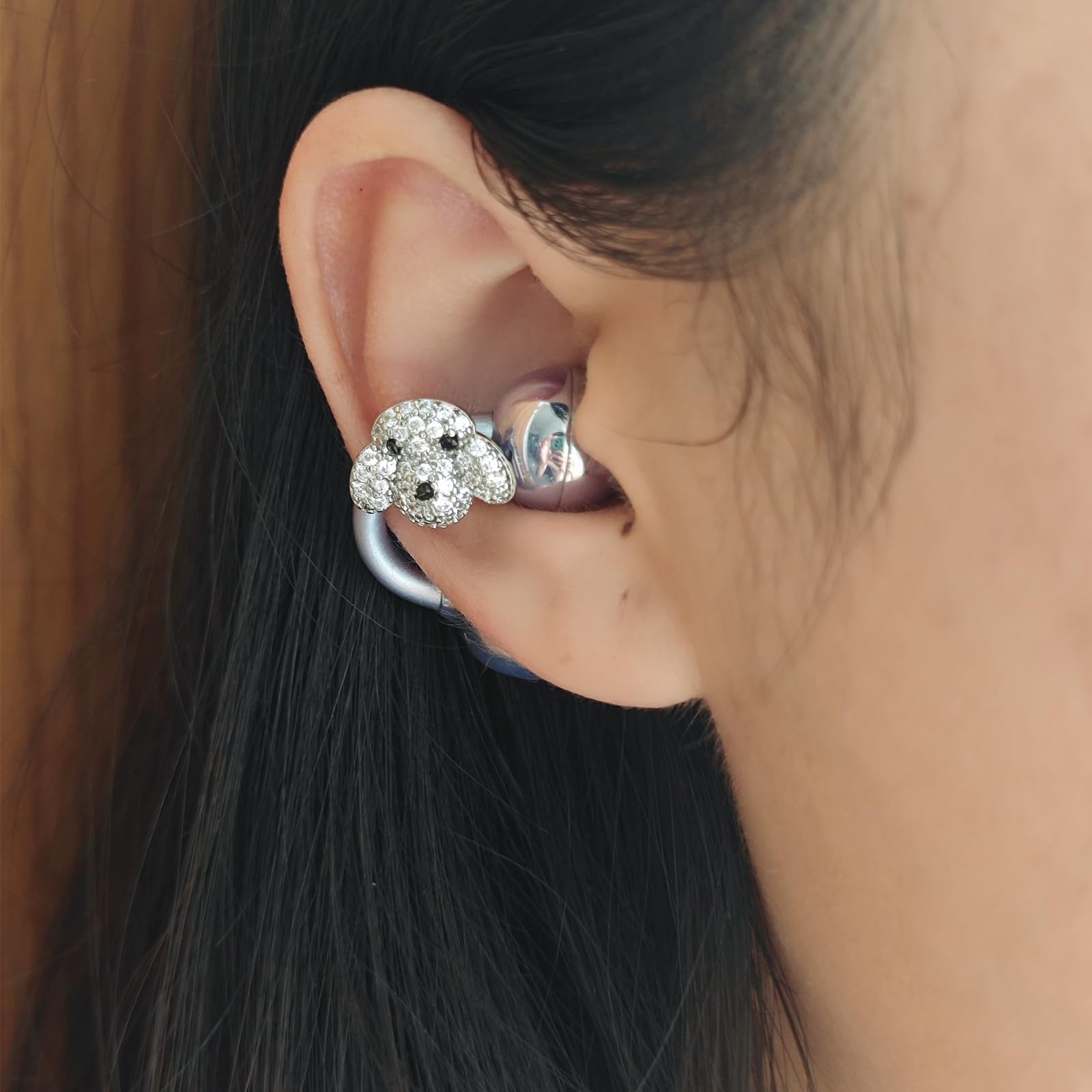 Bow Rhinestone Clip-On Earbud Accessories – Elegant Zirconia Decoration for Open-Ear Headphones thumbnail 4