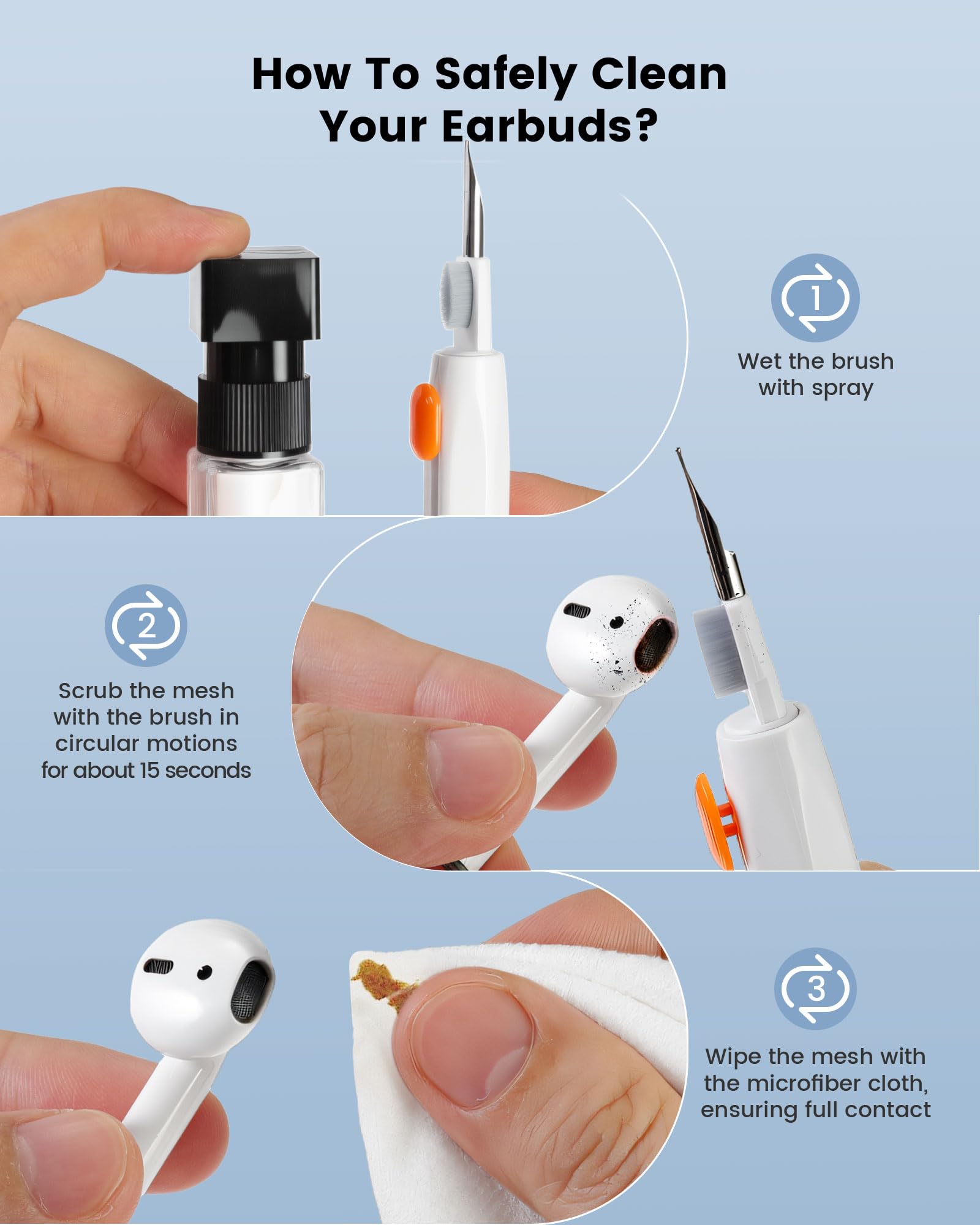 20-in-1 AirPod Cleaner Kit for Pro 4 3 2 1 – Multifunctional Cleaning Tools for Earbuds and Electronics thumbnail 4