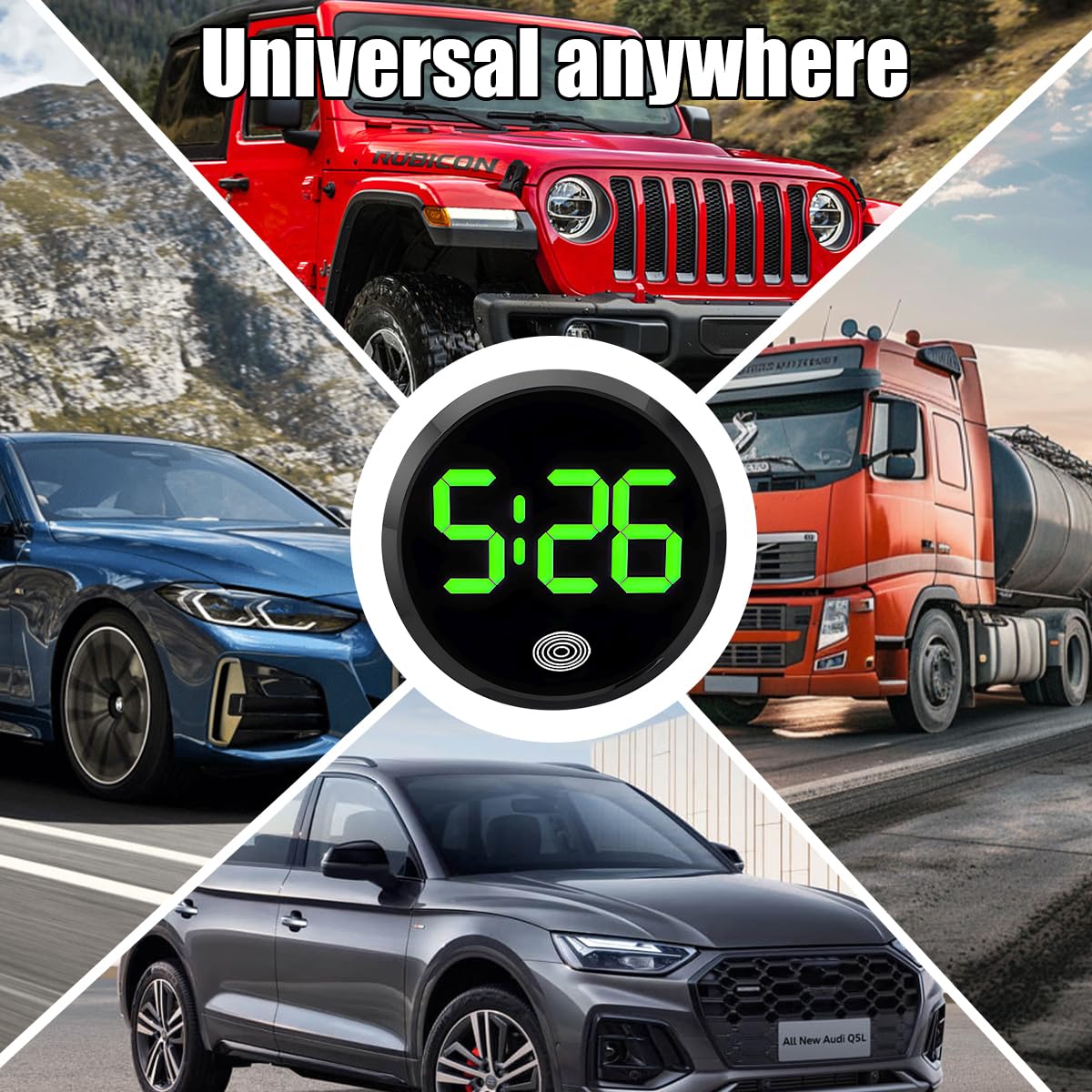 Ywdiml Car Dashboard Digital Clock with LED Display and Touch Activation