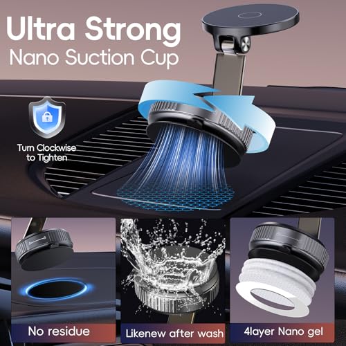 Heavy Duty Magnetic Phone Holder for Car with 360° Adjustable Vacuum Suction and Magsafe Compatibility image 1