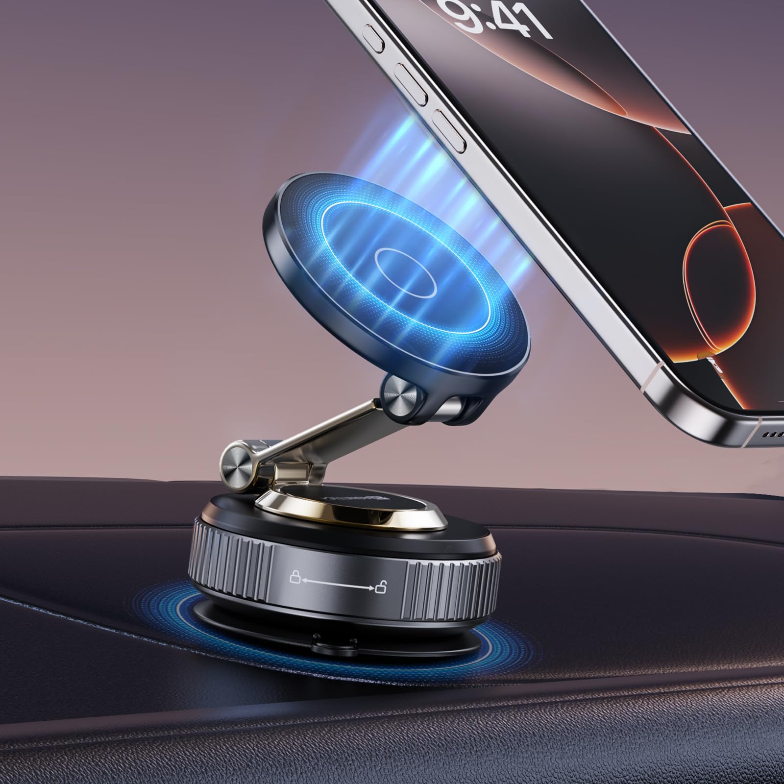 Heavy Duty Magnetic Phone Holder for Car with 360° Adjustable Vacuum Suction and Magsafe Compatibility thumbnail 3