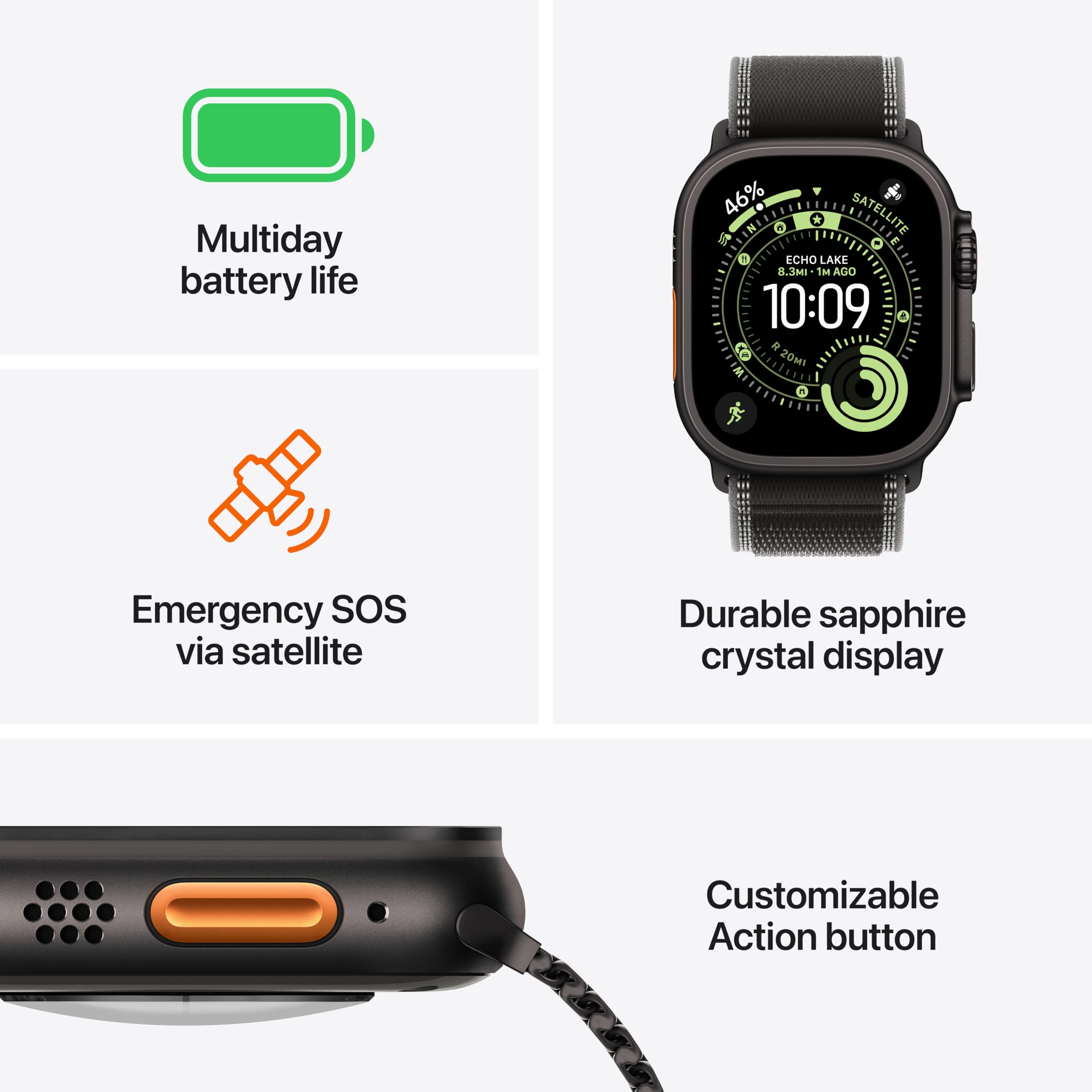 Apple Watch Ultra 3 GPS + Cellular 49mm with Rugged Titanium Case and Anchor Blue Ocean Band thumbnail 4