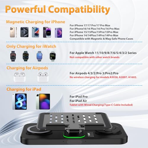 30W Foldable Wireless Charging Station with Clock & Ambient Light for Apple Devices thumbnail 2