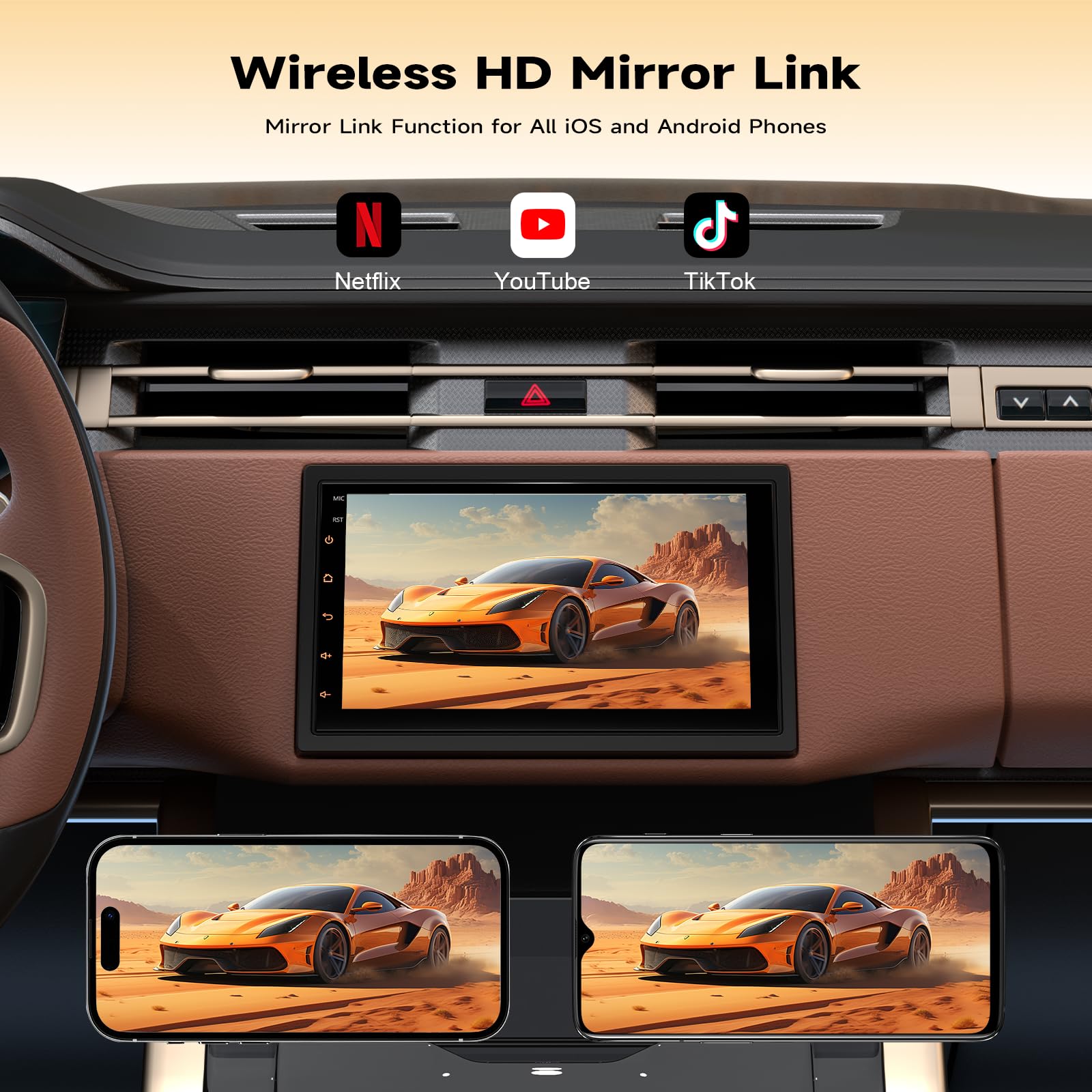 Haudio Double Din Car Stereo with Wireless CarPlay & Android Auto, 7" HD Touchscreen thumbnail 3