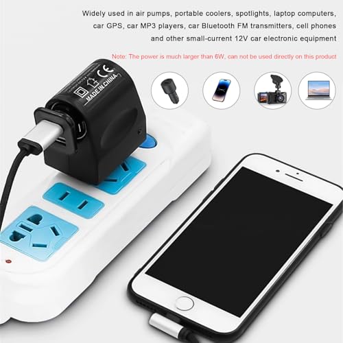 JNXIJ 2 PCS AC to DC Converter 220V to 12V 500mA Car Cigarette Lighter Socket Adapter thumbnail 3