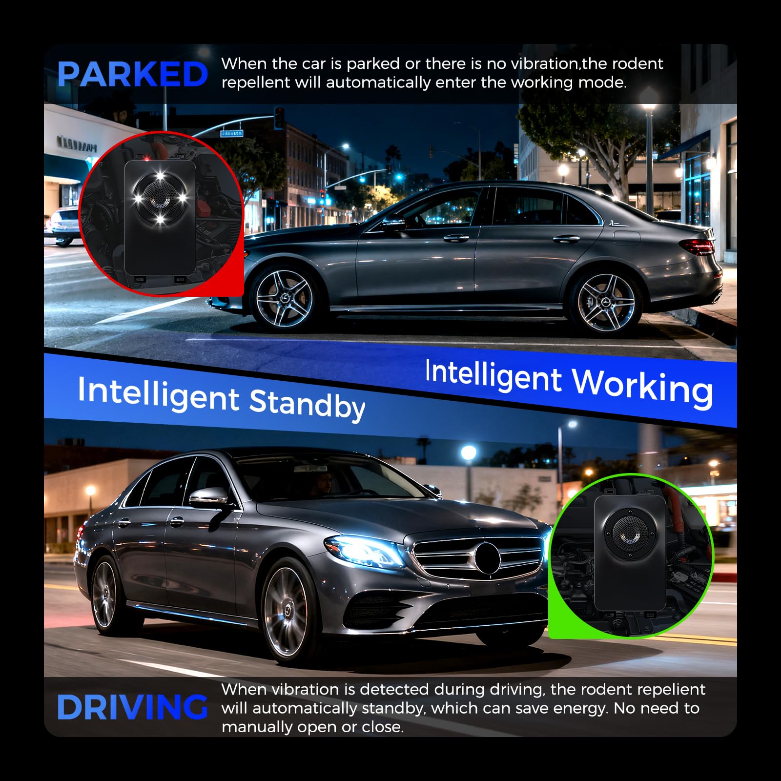 2-Pack Ultrasonic Rodent Repellent for Car Engine with LED Strobe Lights thumbnail 4