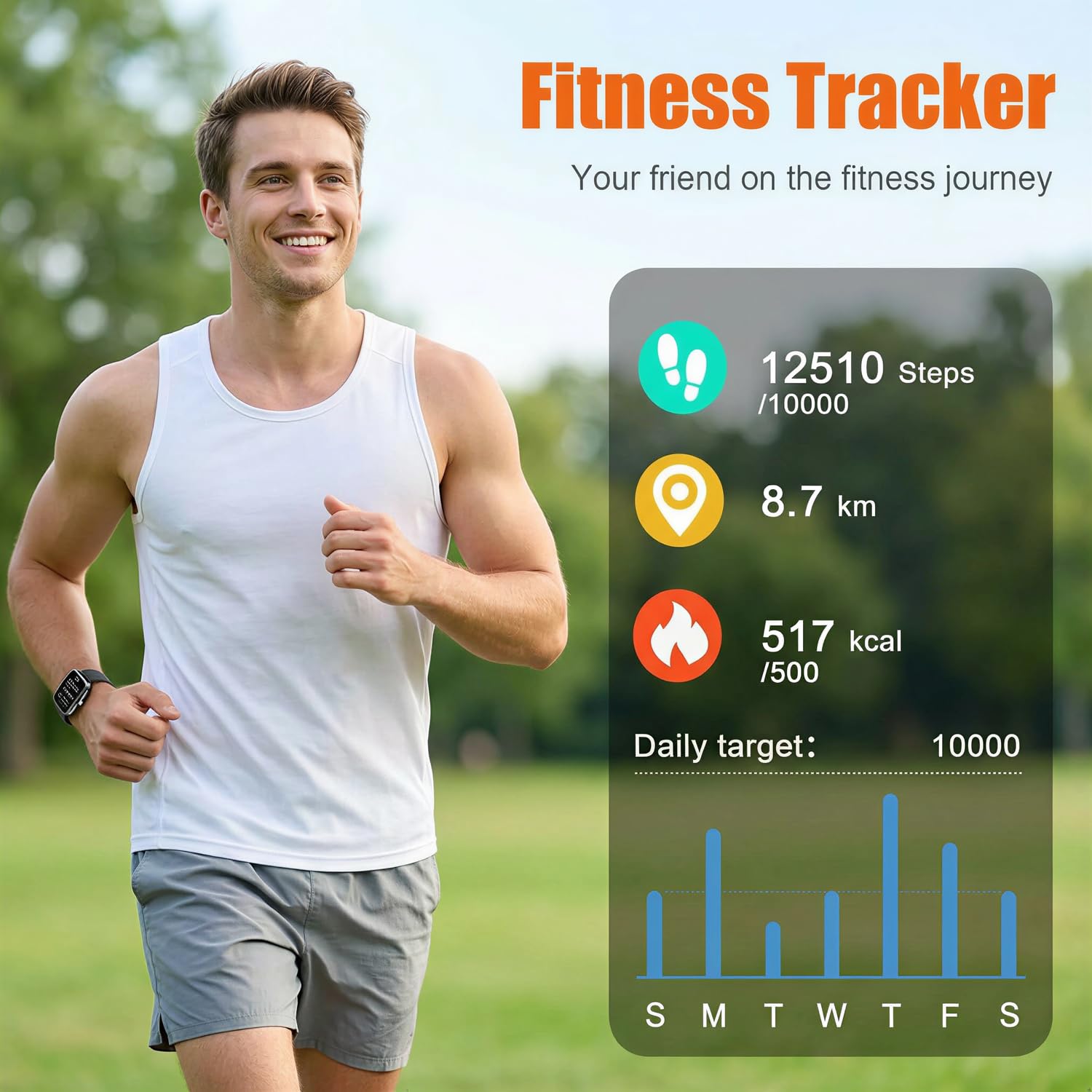 Smart Watch for Men and Women with HD Touchscreen, Bluetooth Calling, and 110+ Sport Modes image 1