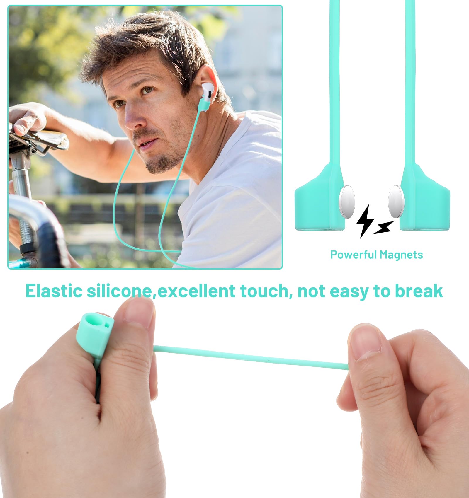 Thrymme 4PCS Magnetic Silicone Earbud Straps for Wireless Earbuds thumbnail 2