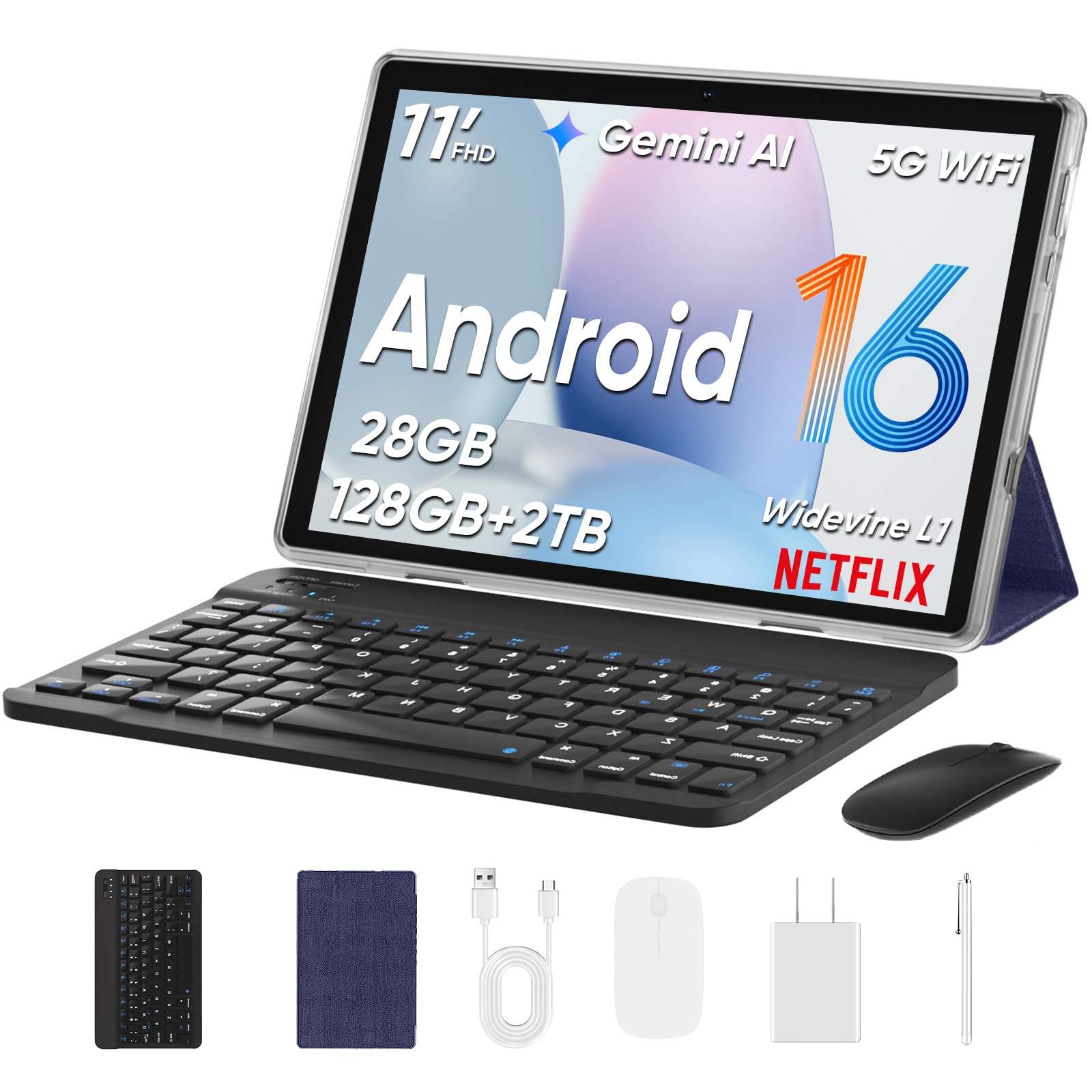 2026 Upgraded 11-inch Android 16 Tablet with Keyboard and 1TB Expandable Storage thumbnail 4