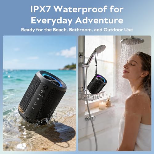DUDGSIS Portable Bluetooth Speaker - IPX7 Waterproof, 20W Stereo Sound, 15H Battery, RGB Light thumbnail 4
