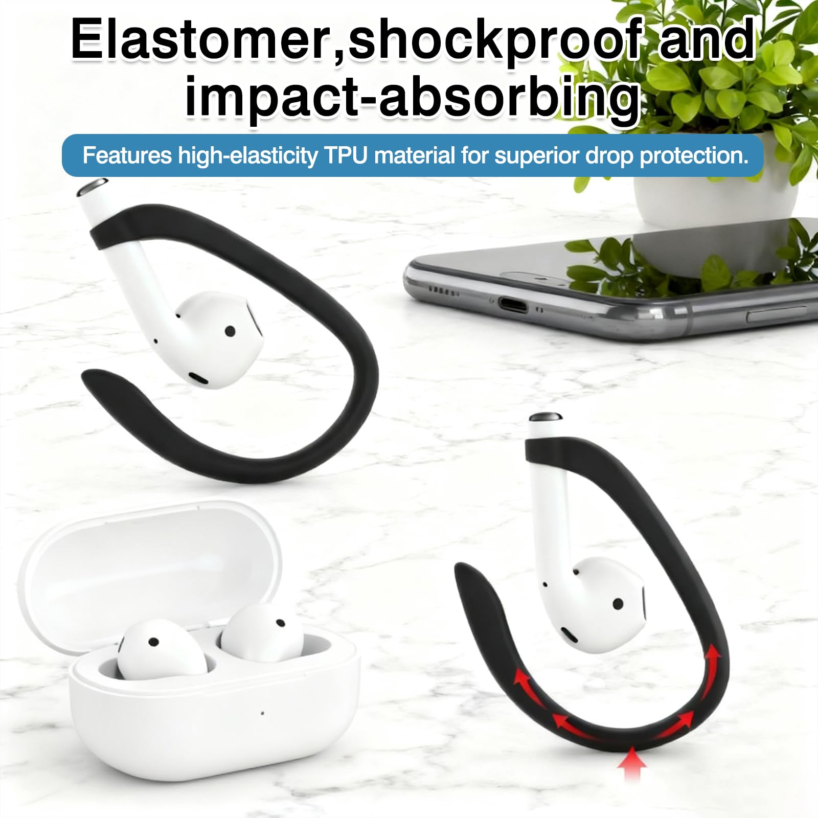 Brvlsoc 6 Pairs Ear Hooks for AirPods – Secure, Comfortable, and Easy-to-Use TPU Clips thumbnail 2