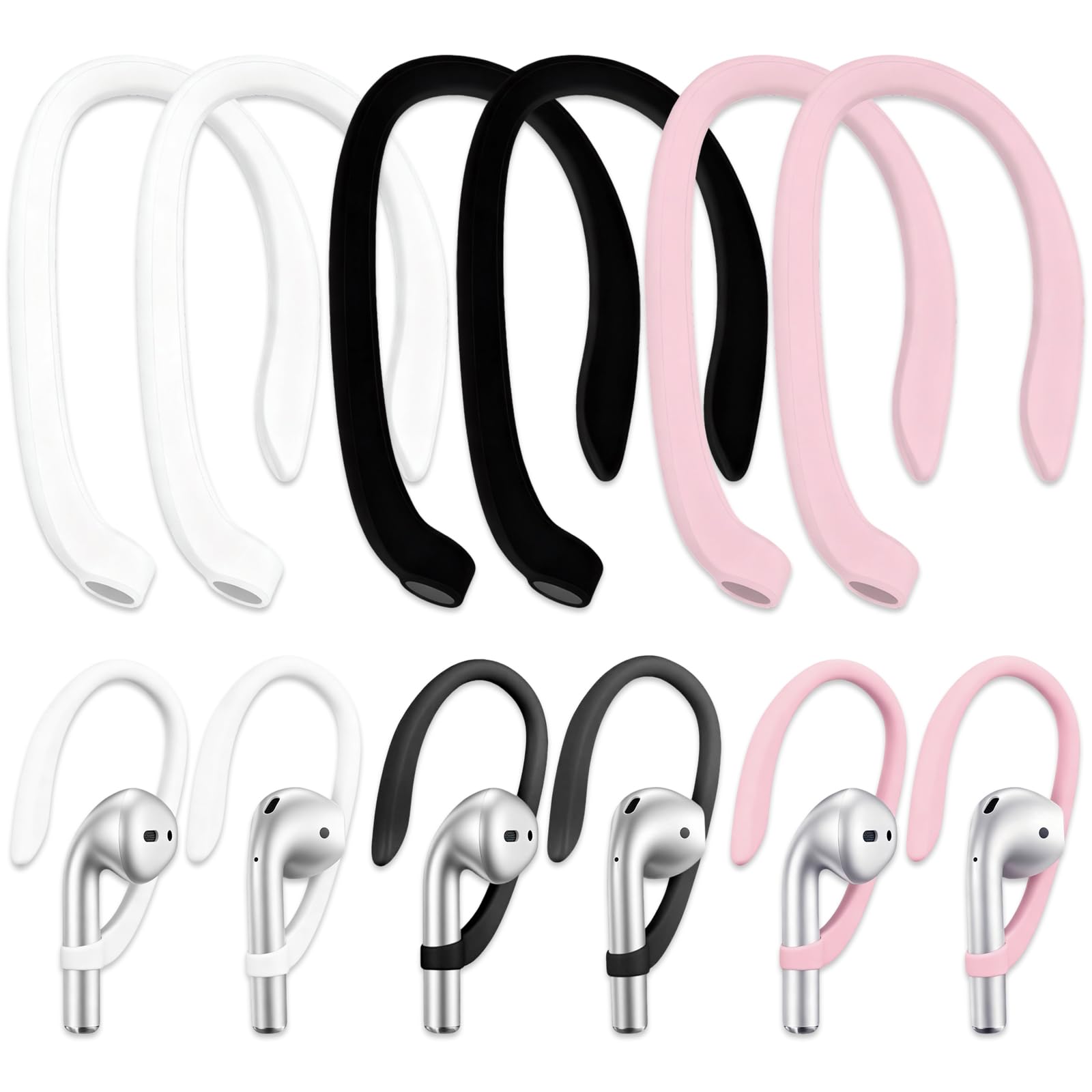 Brvlsoc 6 Pairs Ear Hooks for AirPods – Secure, Comfortable, and Easy-to-Use TPU Clips thumbnail 3