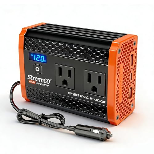 Strenrmgo 400W Car Power Inverter with Dual AC Outlets and Fast USB Charging thumbnail 4