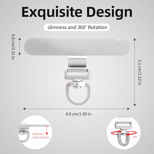 360° Rotating Stainless Steel Phone Tether Tab (Silvery 3-Pack) - Universal Fit thumbnail 3