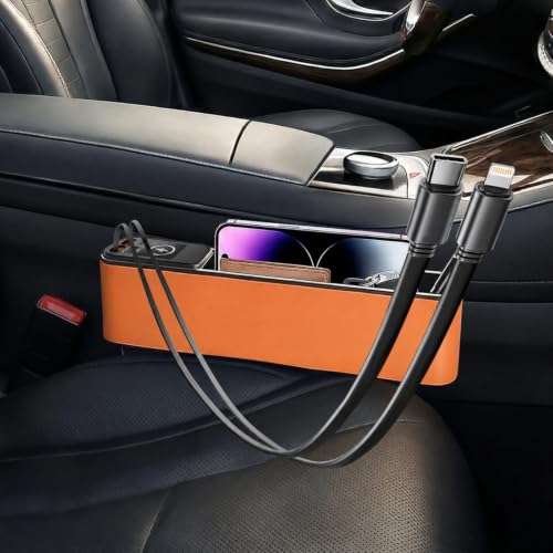 Elecshion Car Seat Gap Filler Organizer with 69W Retractable Charger and Dual USB Ports image 1