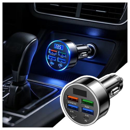 6 Ports Car Cigarette Lighter Adapter with LED Voltage Display and Fast Charging thumbnail 3