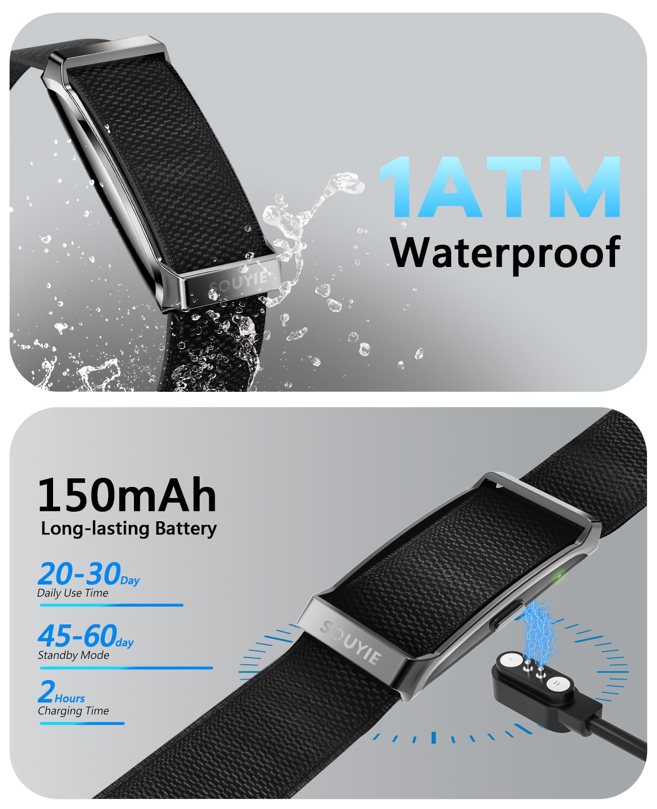 SOUYIE Smart Bracelet - Advanced Health & Fitness Tracker with 170+ Sports Modes thumbnail 3