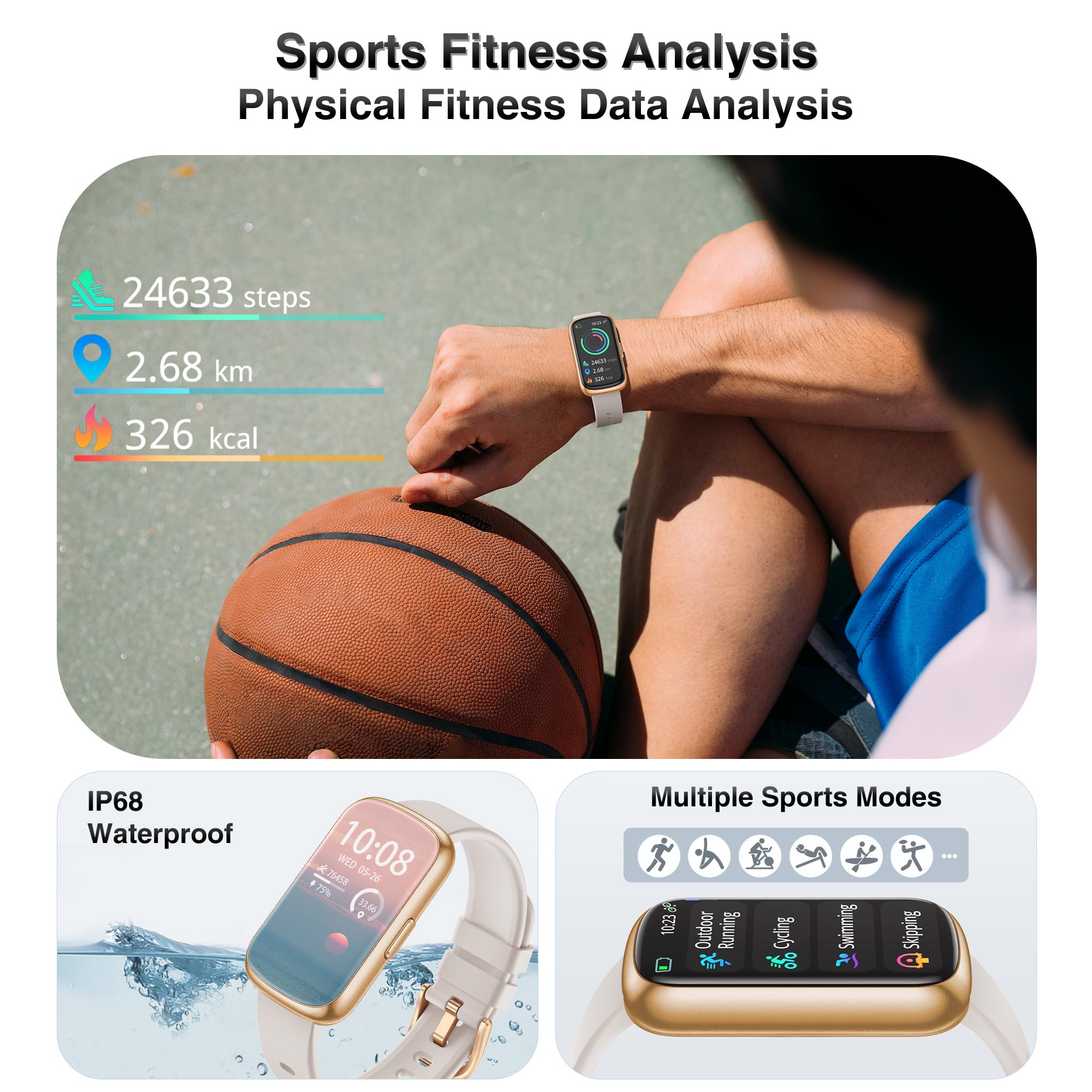Fitness Tracker Smart Watch with 24/7 Heart Rate, Blood Pressure, and Sleep Monitoring