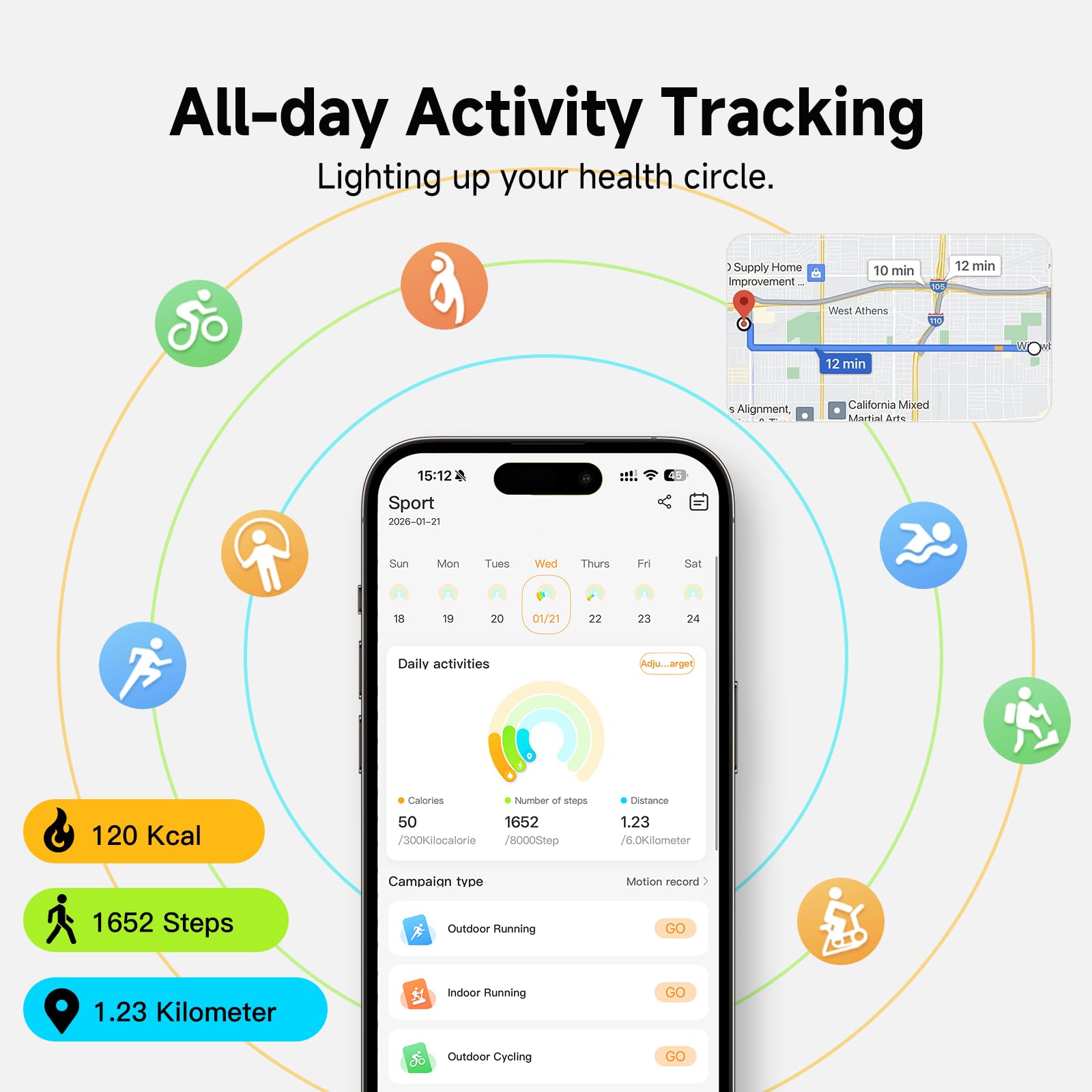 CCHEEN Smart Bracelet - Subscription-Free 24/7 Health & Fitness Tracker with IPX8 Waterproof and 7-Day Battery thumbnail 2