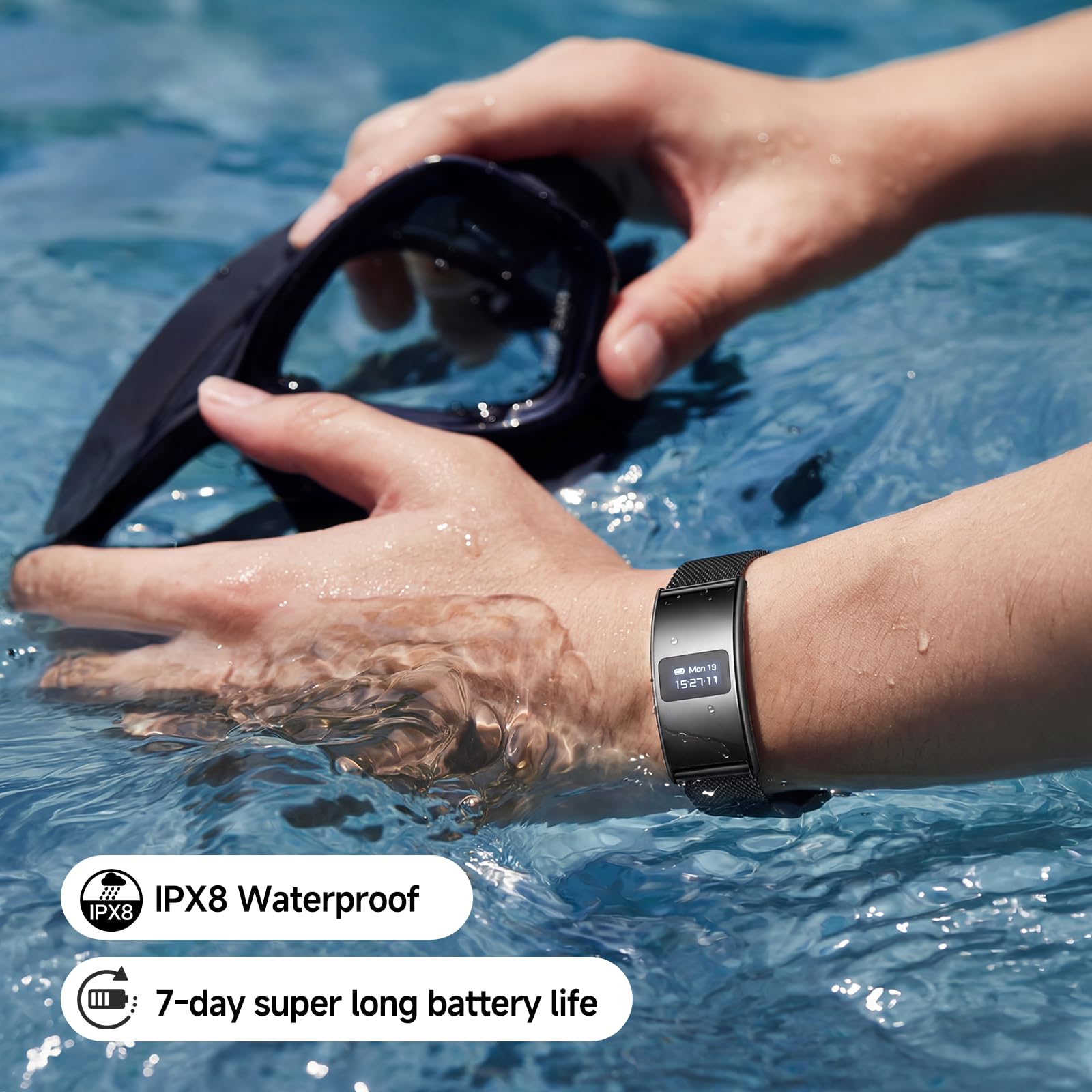 CCHEEN Smart Bracelet - Subscription-Free 24/7 Health & Fitness Tracker with IPX8 Waterproof and 7-Day Battery image 1