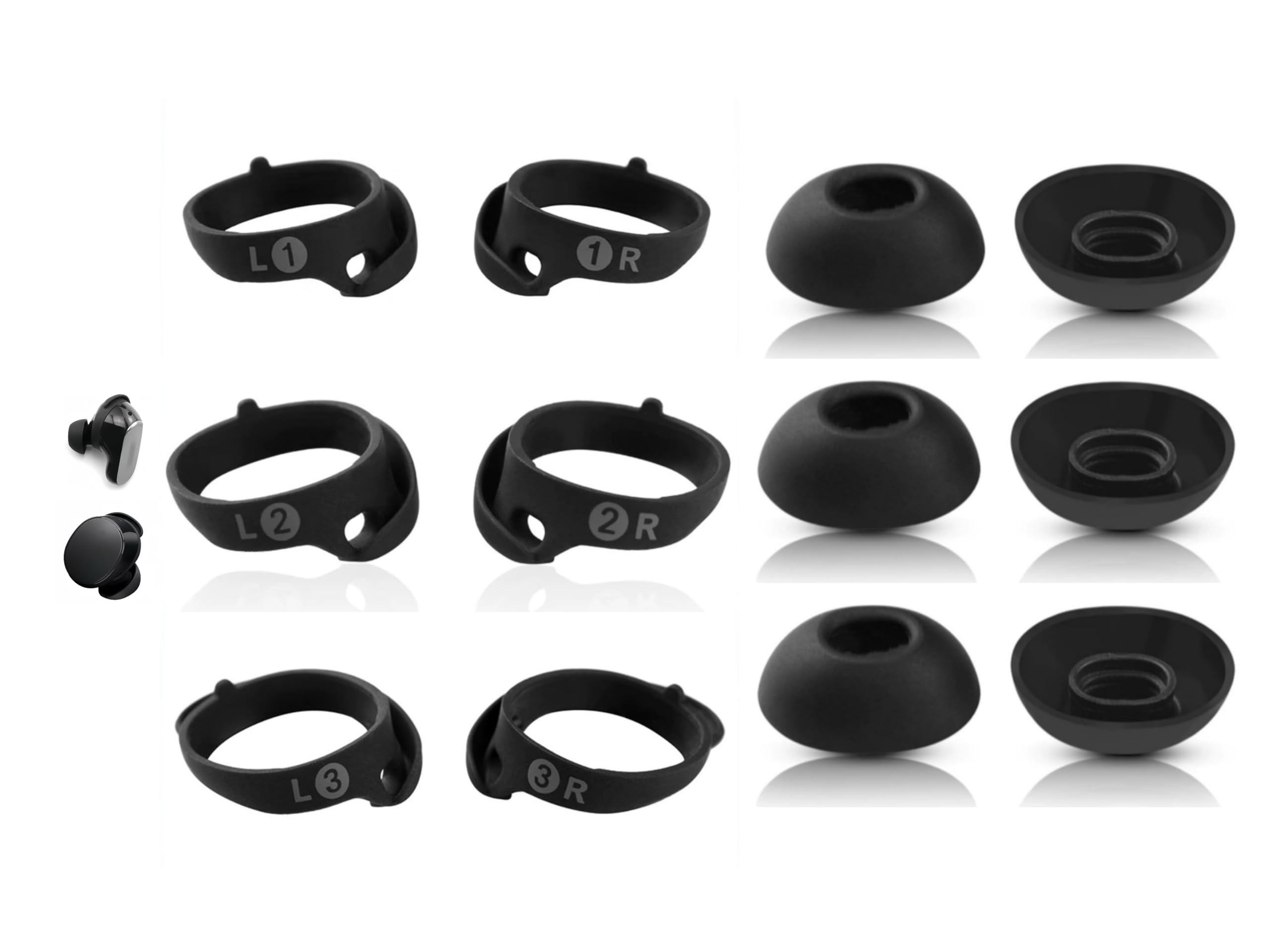 Replacement Ear Tips for Bose QuietComfort Ultra & QuietComfort II Earbuds - 6 Pairs Anti-Slip Silicone Wingtips thumbnail 3